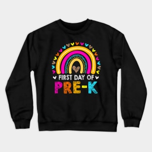 First Day Of Pre K Back To School Leopard Rainbow Girl Crewneck Sweatshirt